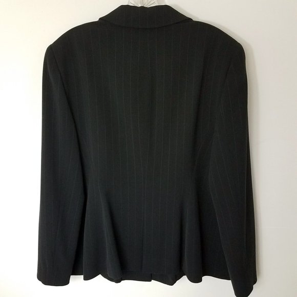 Giorgio Armani Size 14 Navy Blue Pin Lama Wool Blend Blazer Suit Coat Jacket - Picture 8 of 16